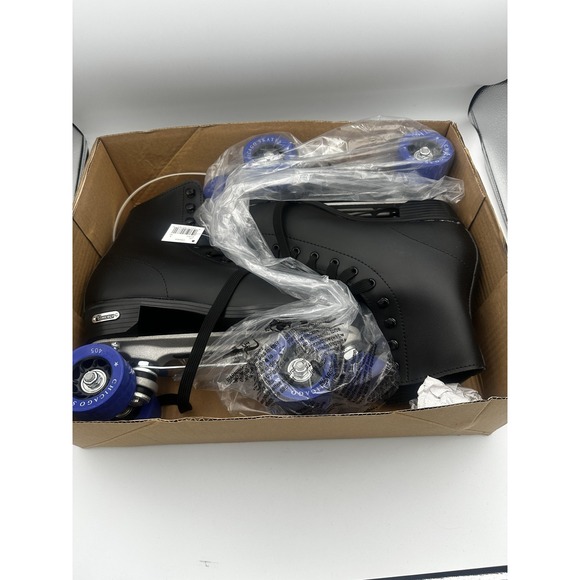 Chicago Skates CRS405 Quad Roller Skates Mens Size 9 Black Blue Wheels High Top - Picture 1 of 15